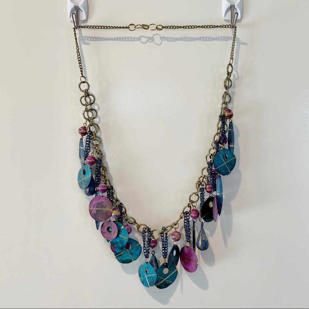Colorful Jewel-Tones Metal Necklace